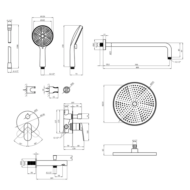 Душова система Kroner Element 211335A-0101 Фото - 1